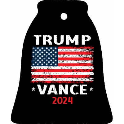 America Flag Trump Vance 2024 Vp Vice President Ceramic Bell Ornament