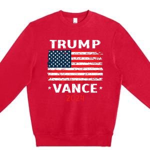 America Flag Trump Vance 2024 Vp Vice President Premium Crewneck Sweatshirt