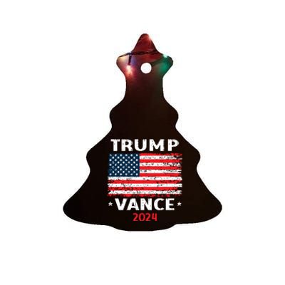 America Flag Trump Vance 2024 Vp Vice President Ceramic Tree Ornament