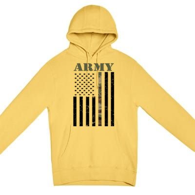 Army Flag Thin Camo Line Premium Pullover Hoodie