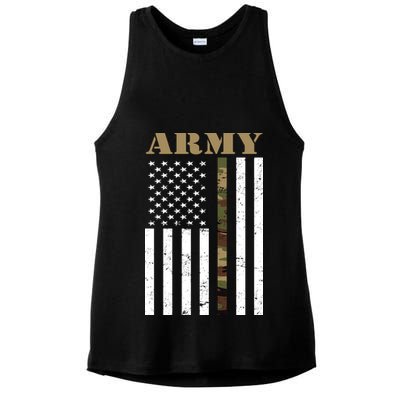 Army Flag Thin Camo Line Ladies PosiCharge Tri-Blend Wicking Tank