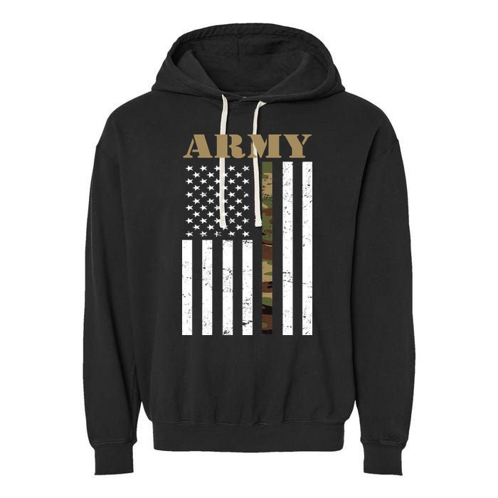 Army Flag Thin Camo Line Garment-Dyed Fleece Hoodie