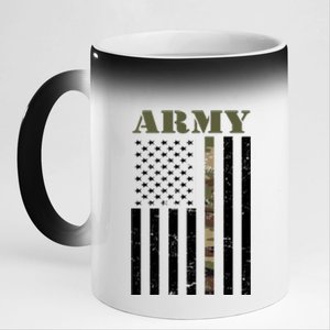 Army Flag Thin Camo Line 11oz Black Color Changing Mug