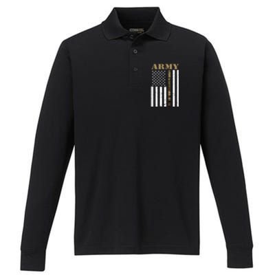 Army Flag Thin Camo Line Performance Long Sleeve Polo