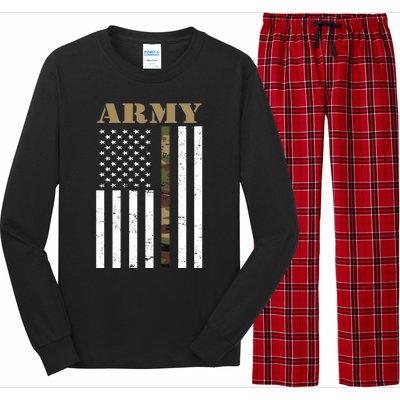 Army Flag Thin Camo Line Long Sleeve Pajama Set