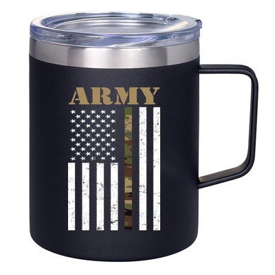 Army Flag Thin Camo Line 12oz Stainless Steel Coffee Mug