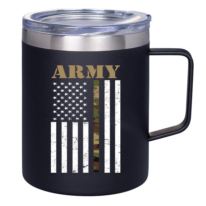 Army Flag Thin Camo Line 12oz Stainless Steel Coffee Mug