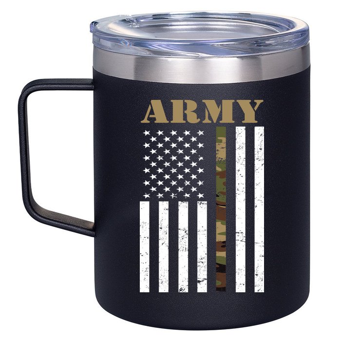 Army Flag Thin Camo Line 12oz Stainless Steel Coffee Mug