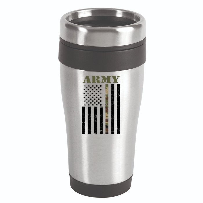 Army Flag Thin Camo Line 16oz Travel Tumbler