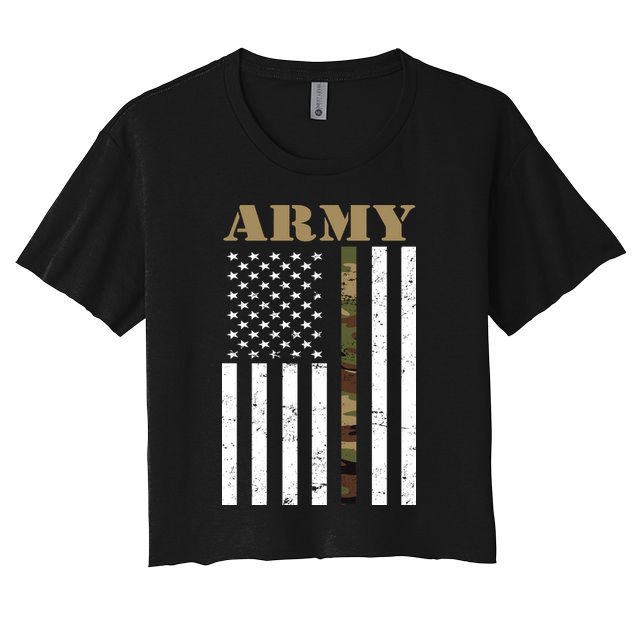 Army Flag Thin Camo Line Crop Top