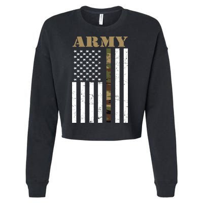 Army Flag Thin Camo Line Cropped Pullover Crew