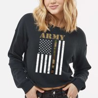 Army Flag Thin Camo Line Cropped Pullover Crew