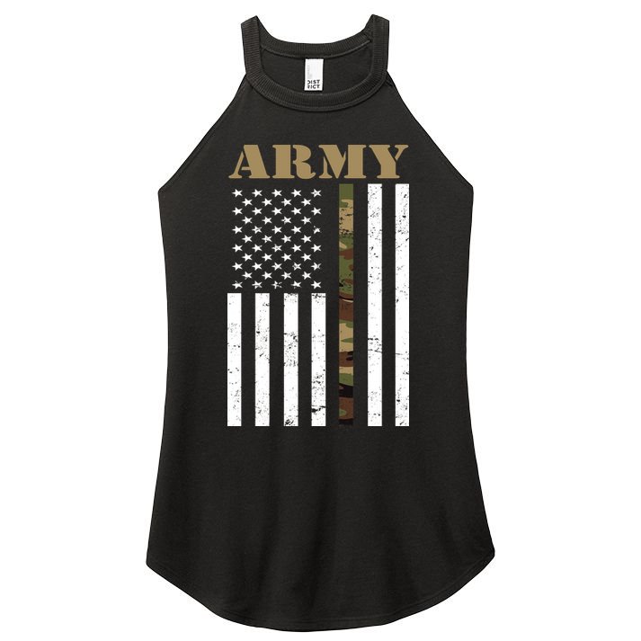 Army Flag Thin Camo Line Women's Perfect Tri Rocker Tank