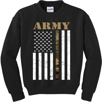 Army Flag Thin Camo Line Kids Sweatshirt