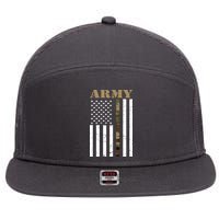 Army Flag Thin Camo Line 7 Panel Mesh Trucker Snapback Hat
