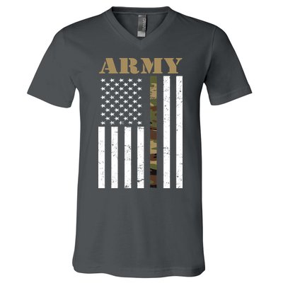 Army Flag Thin Camo Line V-Neck T-Shirt