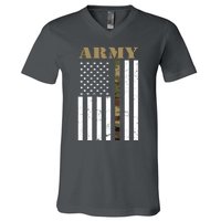 Army Flag Thin Camo Line V-Neck T-Shirt