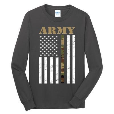 Army Flag Thin Camo Line Tall Long Sleeve T-Shirt