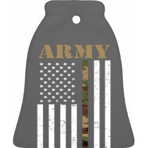 Army Flag Thin Camo Line Ceramic Bell Ornament