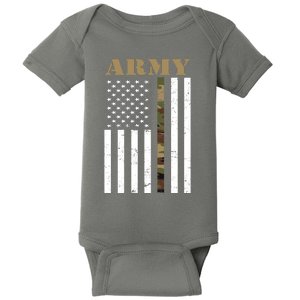 Army Flag Thin Camo Line Baby Bodysuit