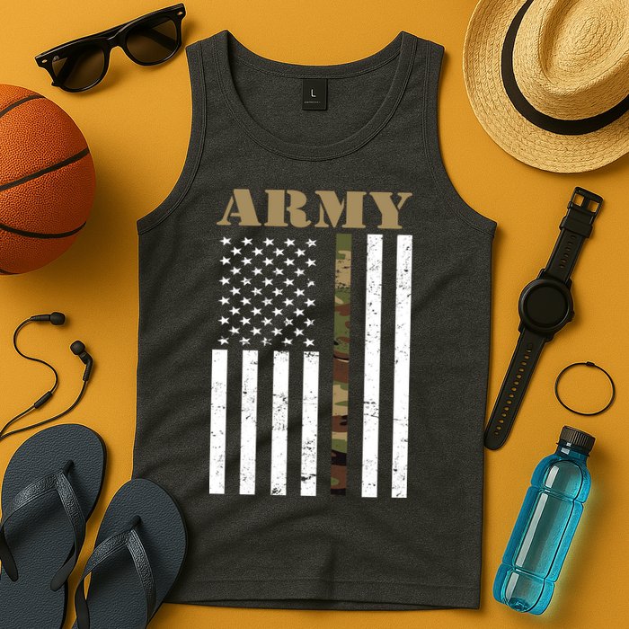 Army Flag Thin Camo Line Tank Top
