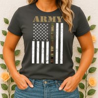 Army Flag Thin Camo Line Womens T-Shirt