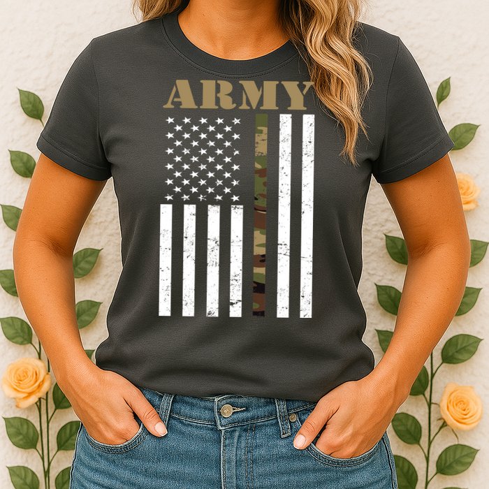 Army Flag Thin Camo Line Womens T-Shirt