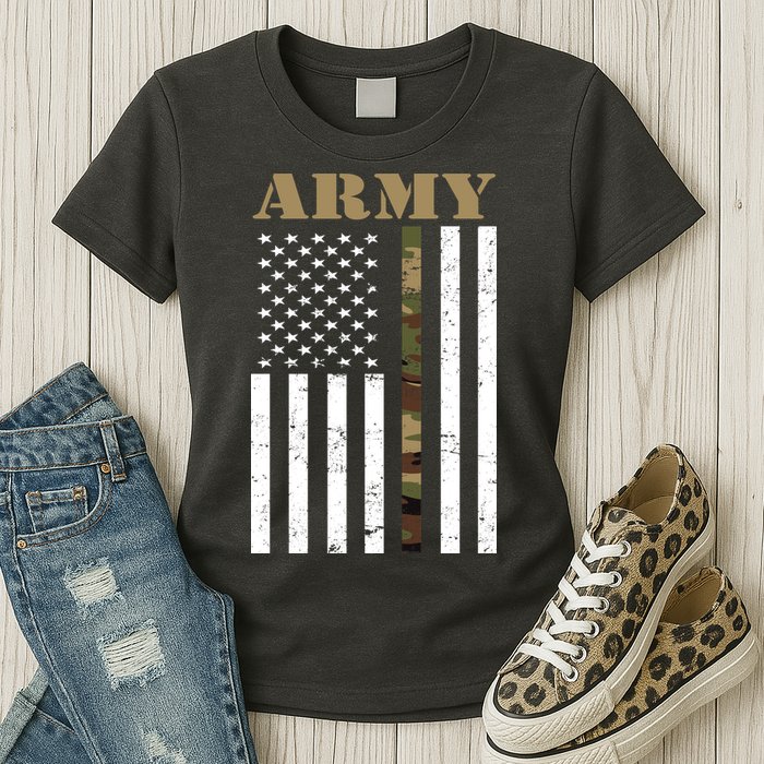 Army Flag Thin Camo Line Womens T-Shirt