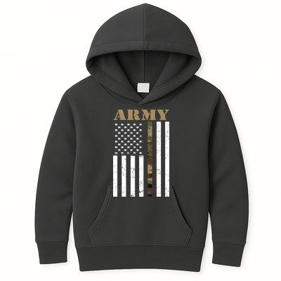 Army Flag Thin Camo Line Kids Hoodie