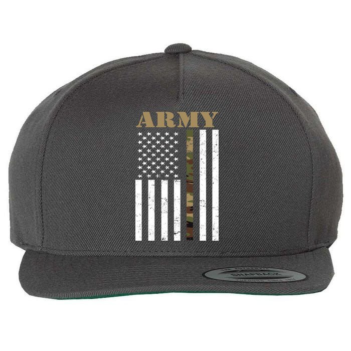 Army Flag Thin Camo Line Wool Snapback Cap