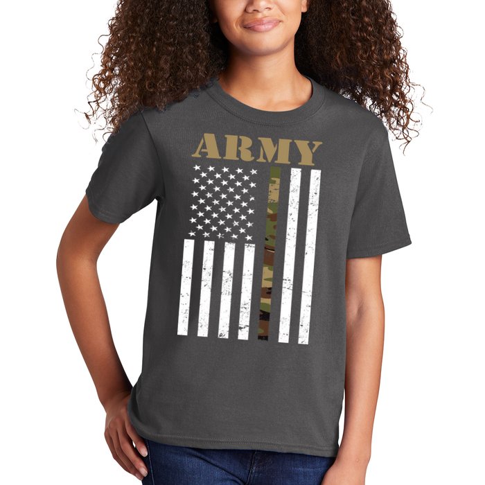 Army Flag Thin Camo Line Kids T-Shirt