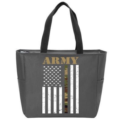 Army Flag Thin Camo Line Zip Tote Bag