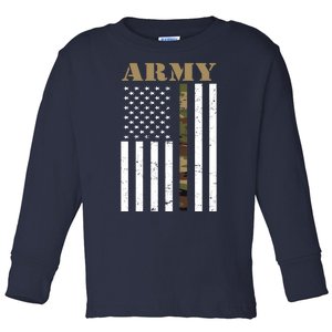 Army Flag Thin Camo Line Toddler Long Sleeve Shirt