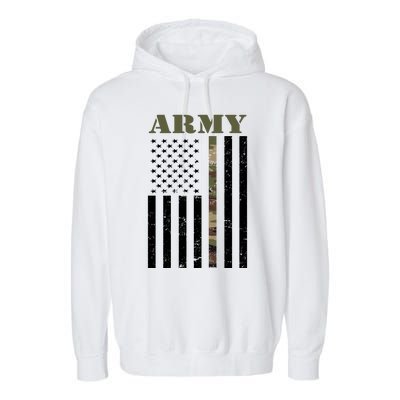 Army Flag Thin Camo Line Garment-Dyed Fleece Hoodie