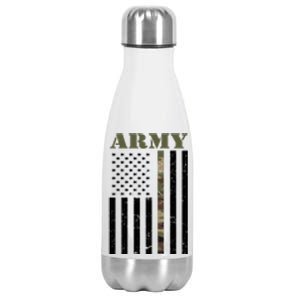 Army Flag Thin Camo Line Stainless Steel Insulated Water Bottle