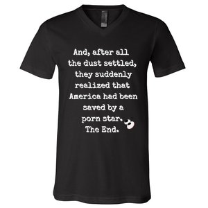 A Fairy Tale. Porn Star Saves America V-Neck T-Shirt