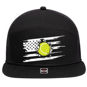 American Flag Tennis 7 Panel Mesh Trucker Snapback Hat