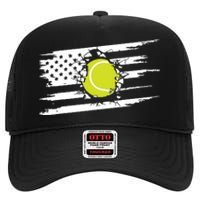 American Flag Tennis High Crown Mesh Back Trucker Hat