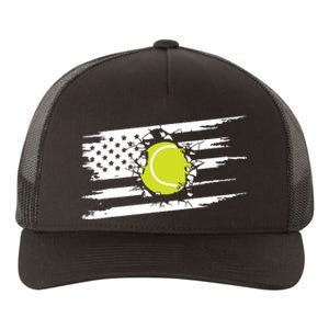 American Flag Tennis Yupoong Adult 5-Panel Trucker Hat