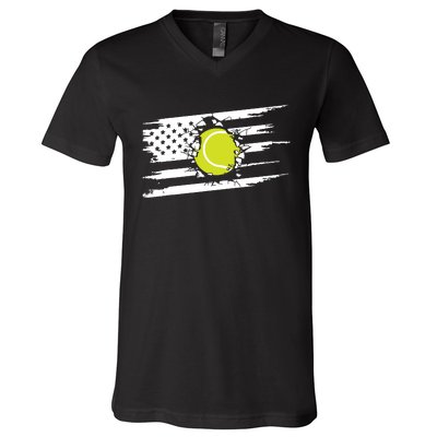 American Flag Tennis V-Neck T-Shirt