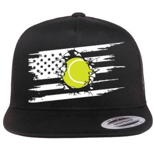 American Flag Tennis Flat Bill Trucker Hat