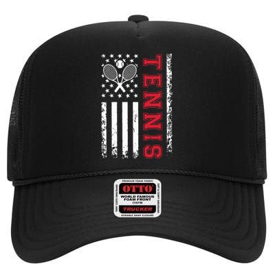 American Flag Tennis Shirts Best Gifts For Players Fans High Crown Mesh Back Trucker Hat