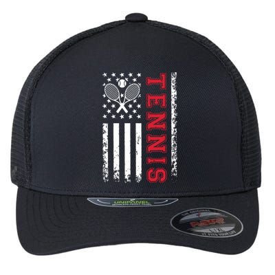 American Flag Tennis Shirts Best Gifts For Players Fans Flexfit Unipanel Trucker Cap