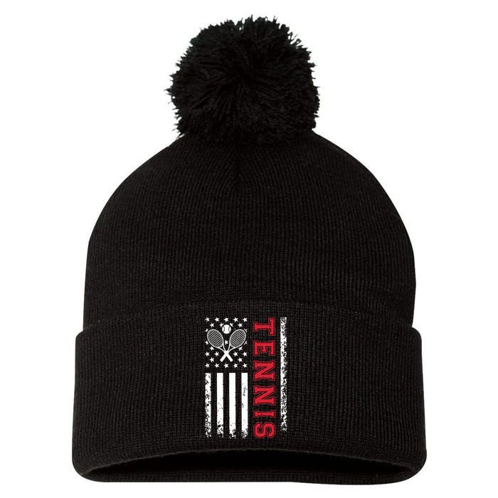 American Flag Tennis Shirts Best Gifts For Players Fans Pom Pom 12in Knit Beanie