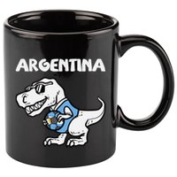 Argentina Flag Trex Dino Soccer Ball Fan 11oz C Handle Ceramic Mug