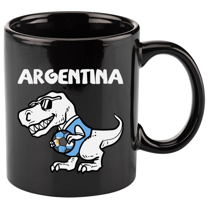 Argentina Flag Trex Dino Soccer Ball Fan 11oz C Handle Ceramic Mug