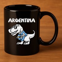 Argentina Flag Trex Dino Soccer Ball Fan 11oz C Handle Ceramic Mug