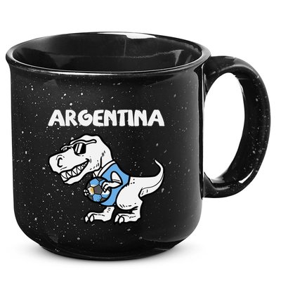 Argentina Flag Trex Dino Soccer Ball Fan 15oz Campfire Ceramic Mug