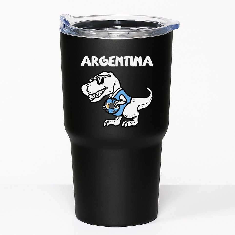 Argentina Flag Trex Dino Soccer Ball Fan Tumbler
