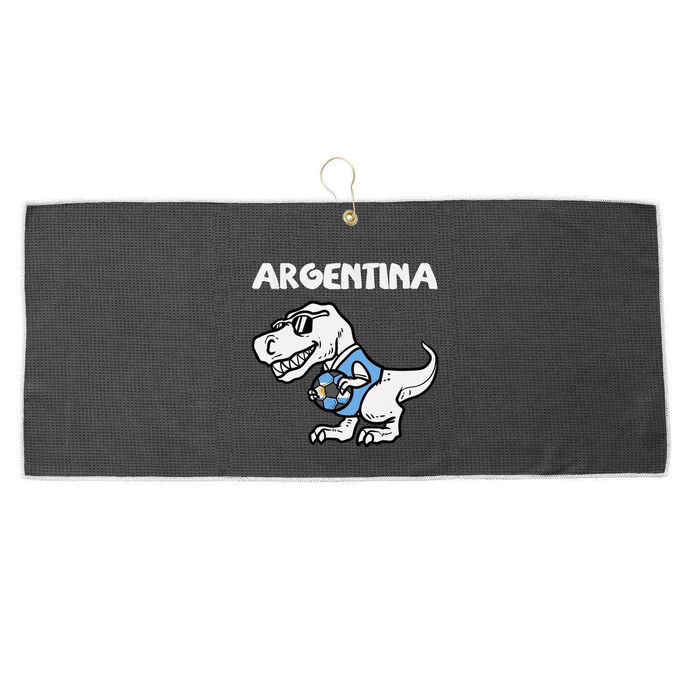 Argentina Flag Trex Dino Soccer Ball Fan Large Microfiber Waffle Golf Towel
